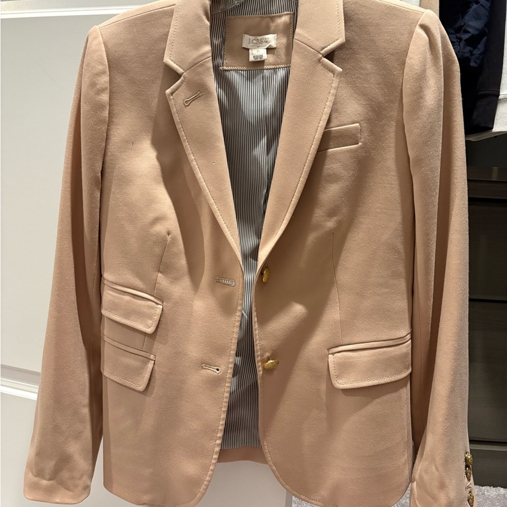 J. Crew Tan Blazer with Striped Lining